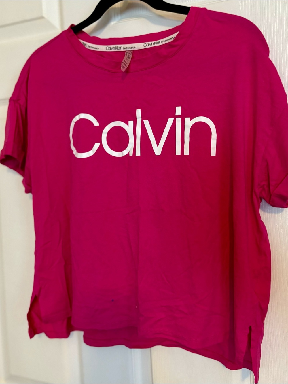 Calvin Klein Fuchsia Short Sleeve Tee with White Logo